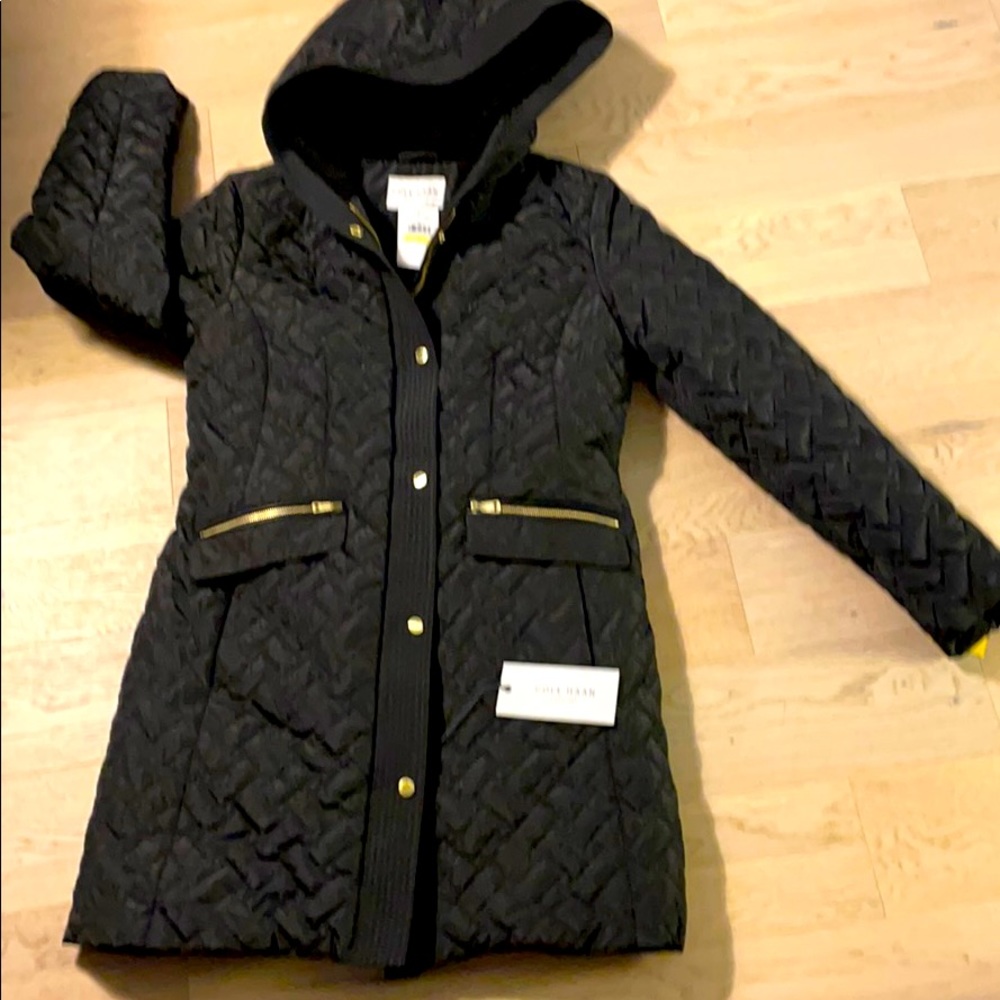Cole Haan Signature Black Quilted Coat